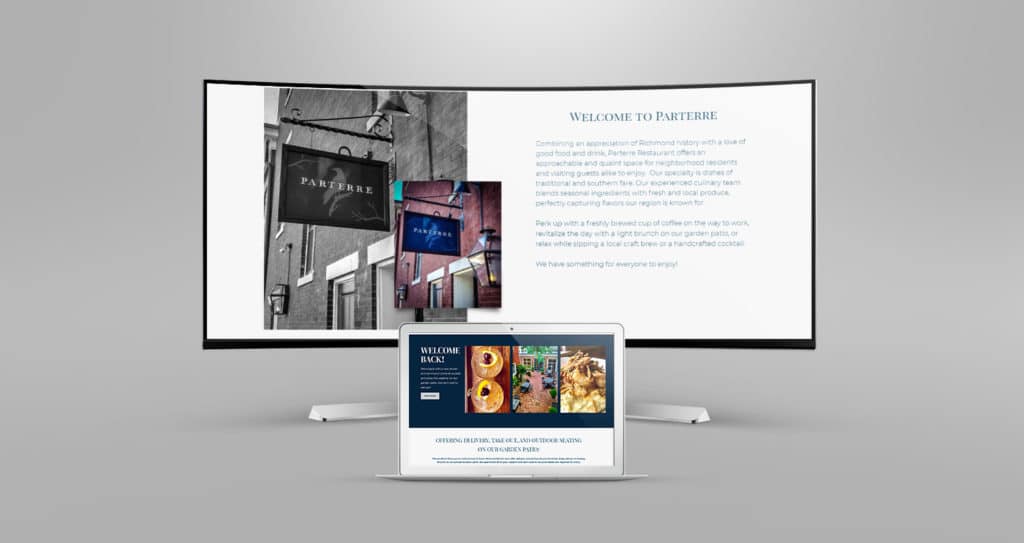 parterre restaurant web design