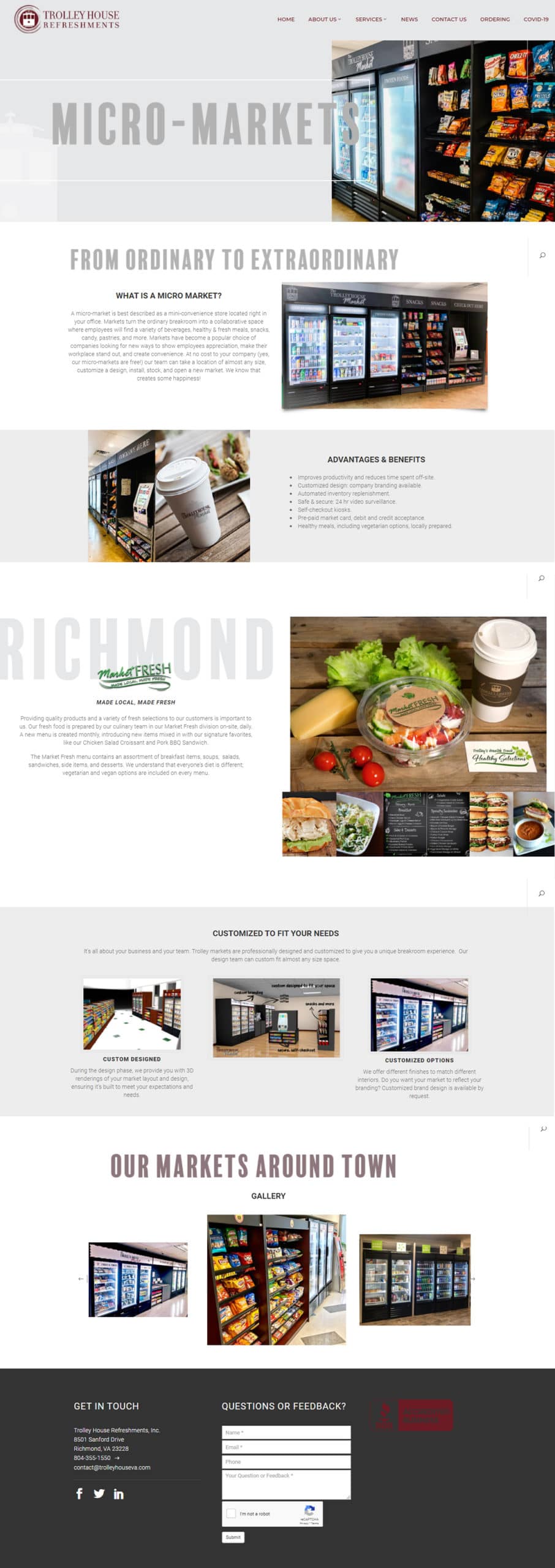Trolley House website redesign micro market page