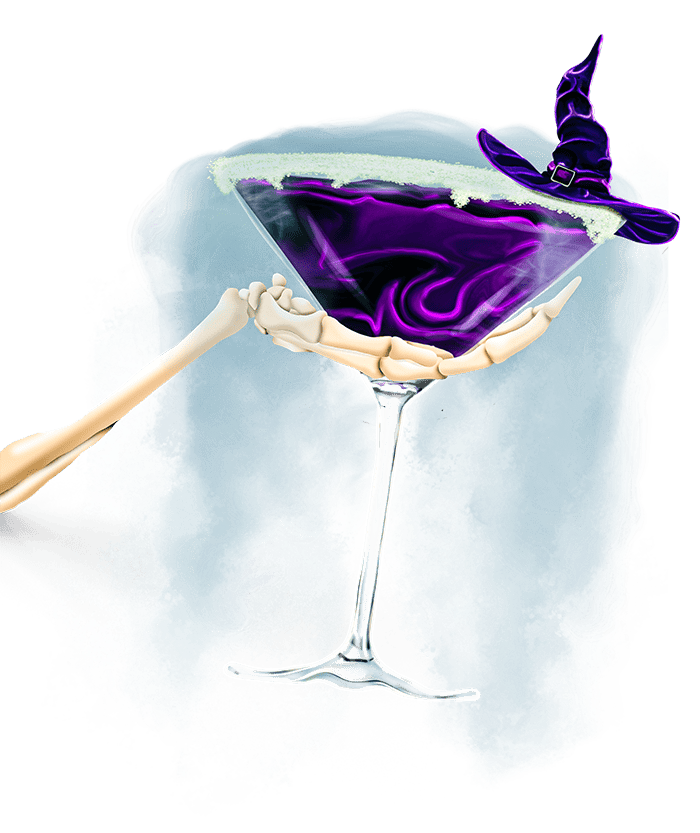 martini witch illustration